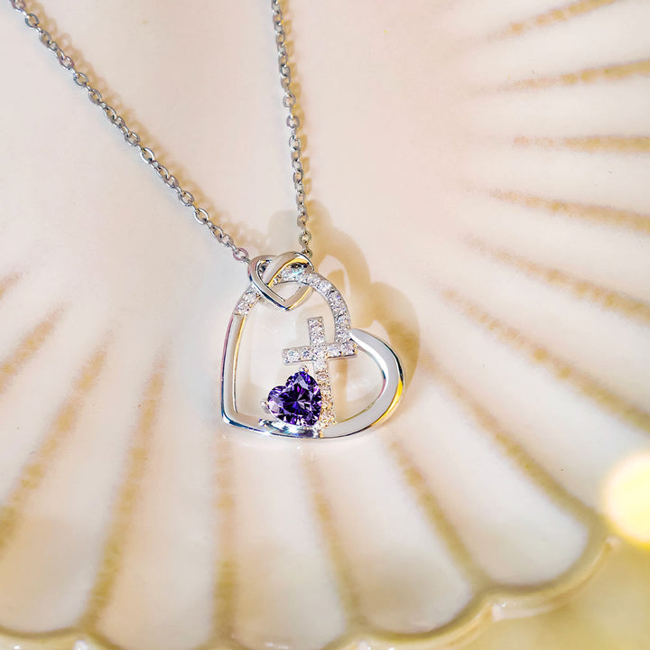 Sacred Heart Cross Necklace with Colored Accent: A Daily Link to His Love