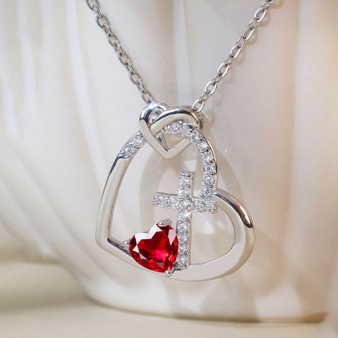 Sacred Heart Cross Necklace with Colored Accent: A Daily Link to His Love
