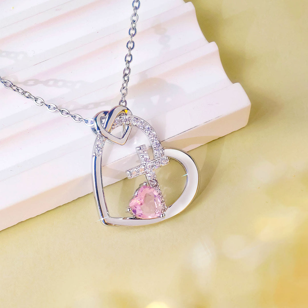 Sacred Heart Cross Necklace with Colored Accent: A Daily Link to His Love