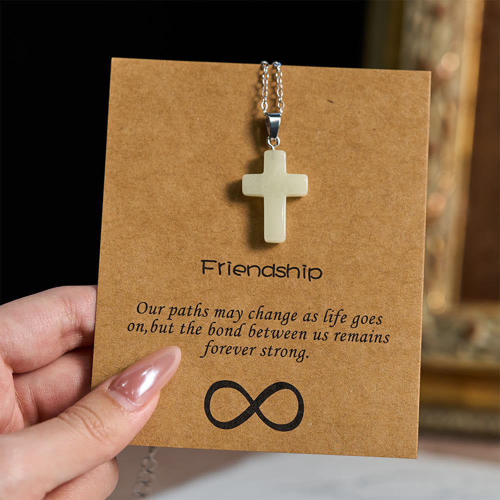 Glow-in-the-Dark Cross Necklace with Friendship Message Card: Embody His Gentle Grace