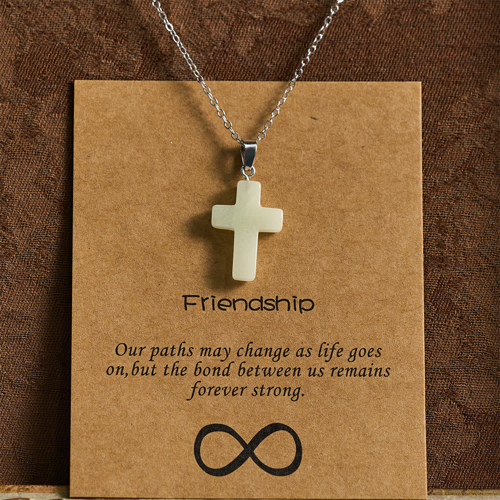 Glow-in-the-Dark Cross Necklace with Friendship Message Card: Embody His Gentle Grace