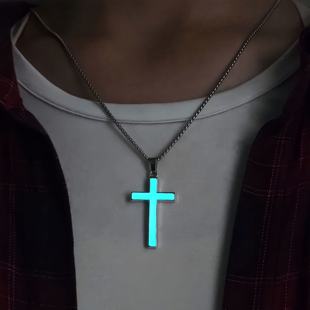 Luminous Cross Necklace & Beaded Bracelet Set: Remind of His Quiet Light