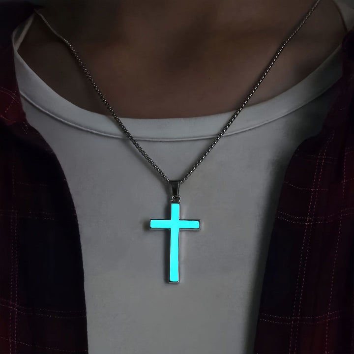 Luminous Cross Necklace & Beaded Bracelet Set: Remind of His Quiet Light