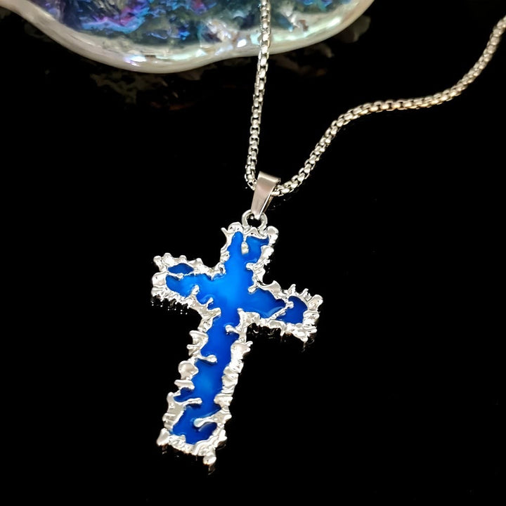 3-Color Luminous Cross Necklace & Beaded Bracelet Set: Remind of His Quiet Light