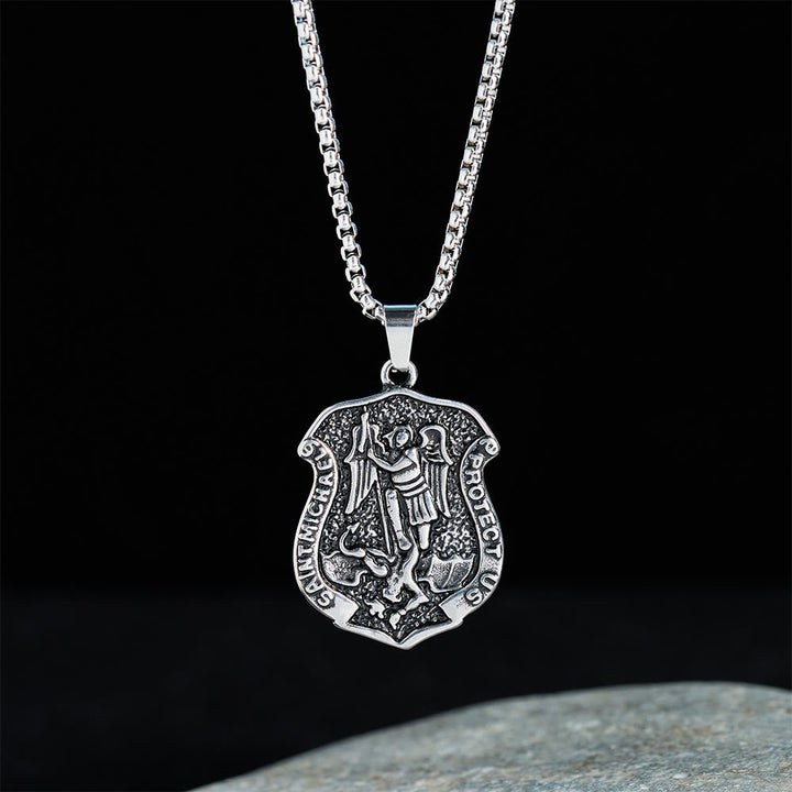 Dark Antiqued St. Michael Necklace: Carry His Strength in Daily Wear