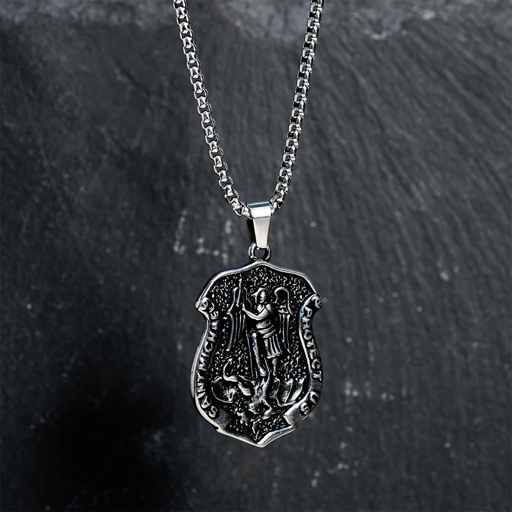 Dark Antiqued St. Michael Necklace: Carry His Strength in Daily Wear
