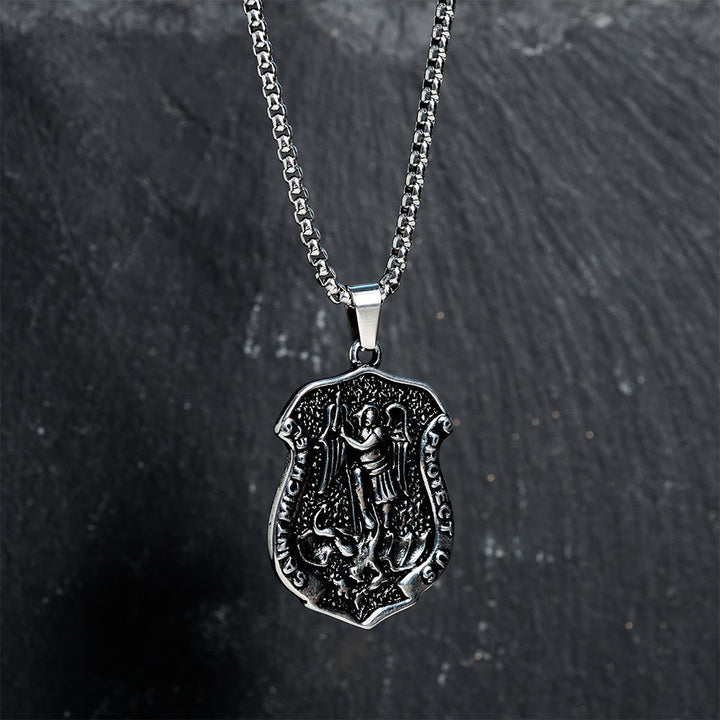 Dark Antiqued St. Michael Necklace: Carry His Strength in Daily Wear
