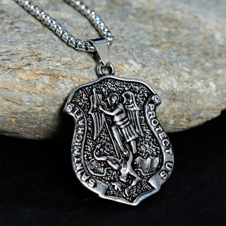Dark Antiqued St. Michael Necklace: Carry His Strength in Daily Wear
