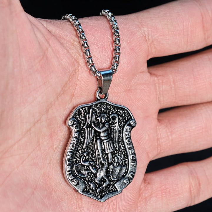 Dark Antiqued St. Michael Necklace: Carry His Strength in Daily Wear