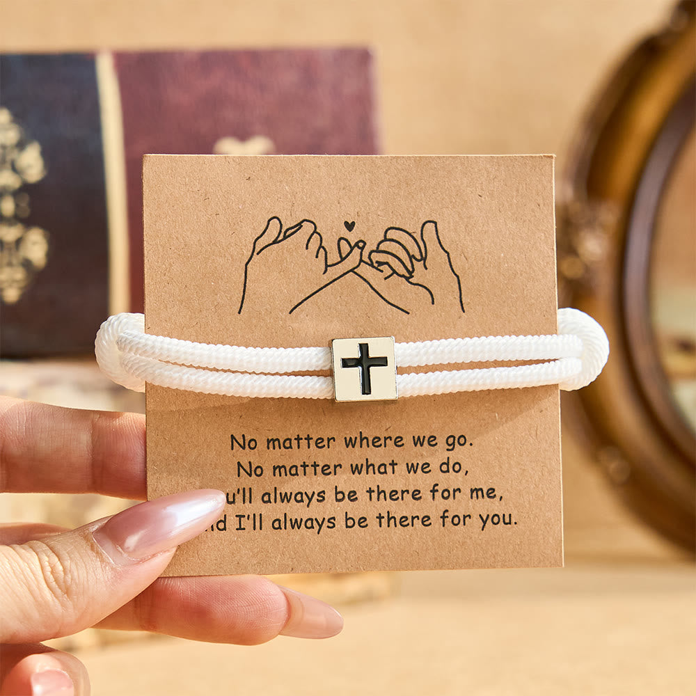 Milano Rope Cross Bracelet with Gift Card: Thoughtful Blessing for Baptism & Milestones