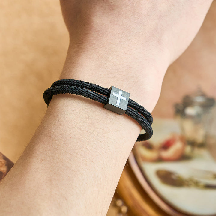 Milano Rope Cross Bracelet with Gift Card: Thoughtful Blessing for Baptism & Milestones