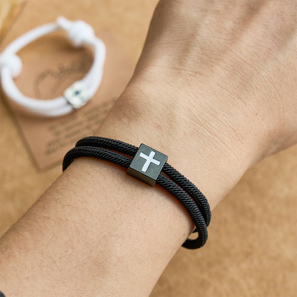 Milano Rope Cross Bracelet with Gift Card: Thoughtful Blessing for Baptism & Milestones