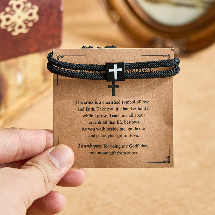 Milano Rope Cross Bracelet with Gift Card: Thoughtful Blessing for Baptism & Milestones