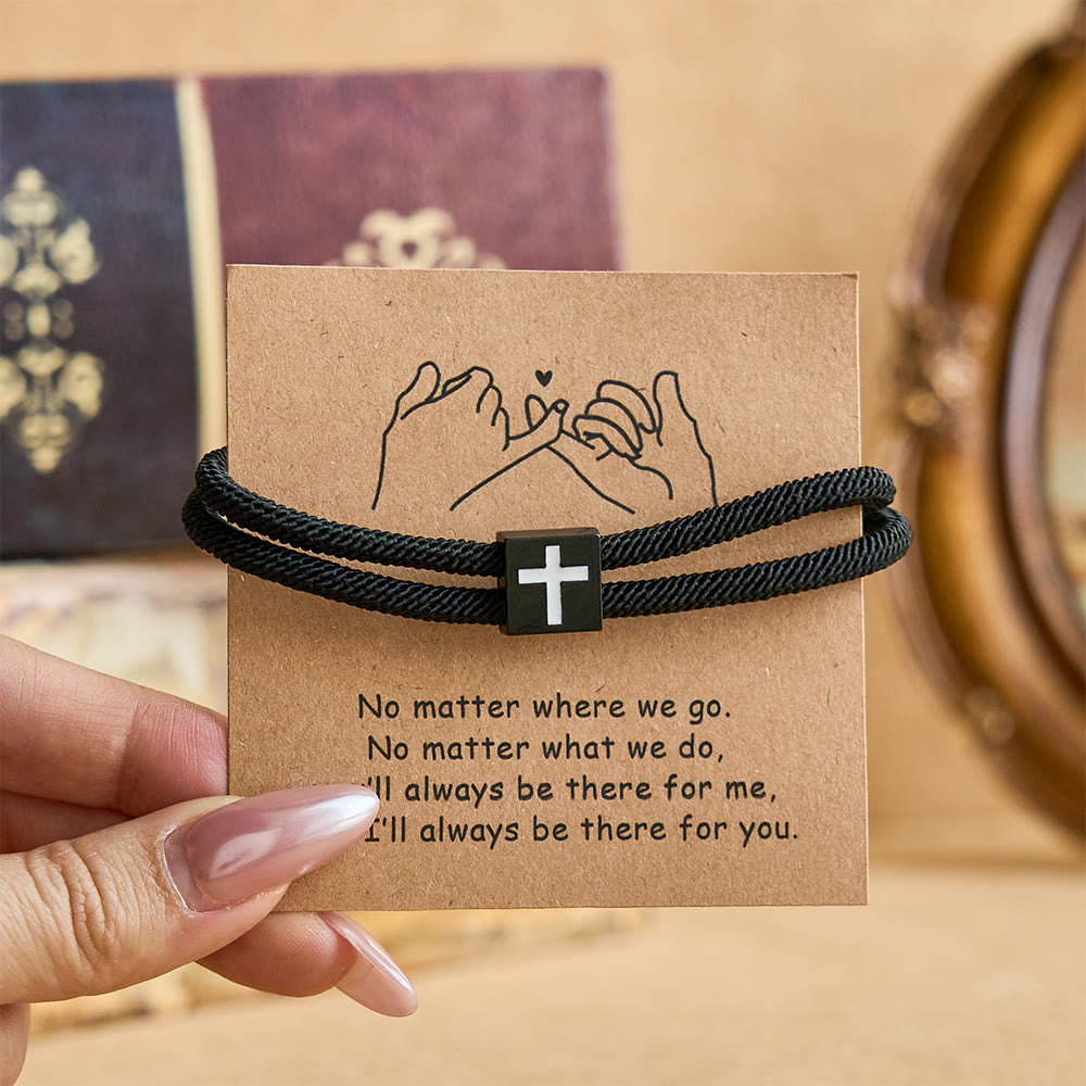 Milano Rope Cross Bracelet with Gift Card: Thoughtful Blessing for Baptism & Milestones
