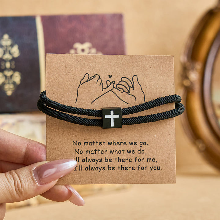 Milano Rope Cross Bracelet with Gift Card: Thoughtful Blessing for Baptism & Milestones