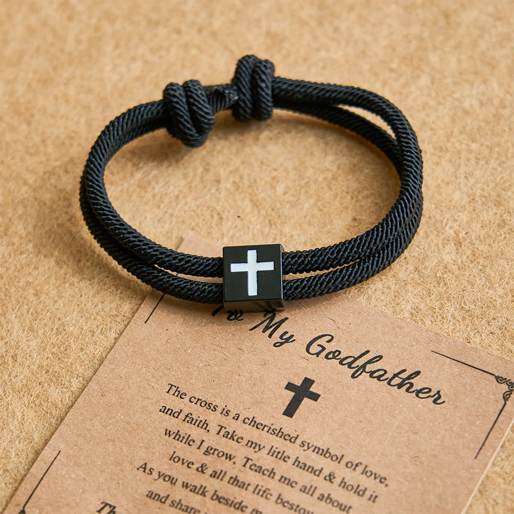 Milano Rope Cross Bracelet with Gift Card: Thoughtful Blessing for Baptism & Milestones