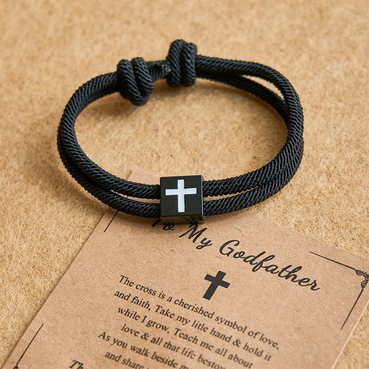 Milano Rope Cross Bracelet with Gift Card: Thoughtful Blessing for Baptism & Milestones