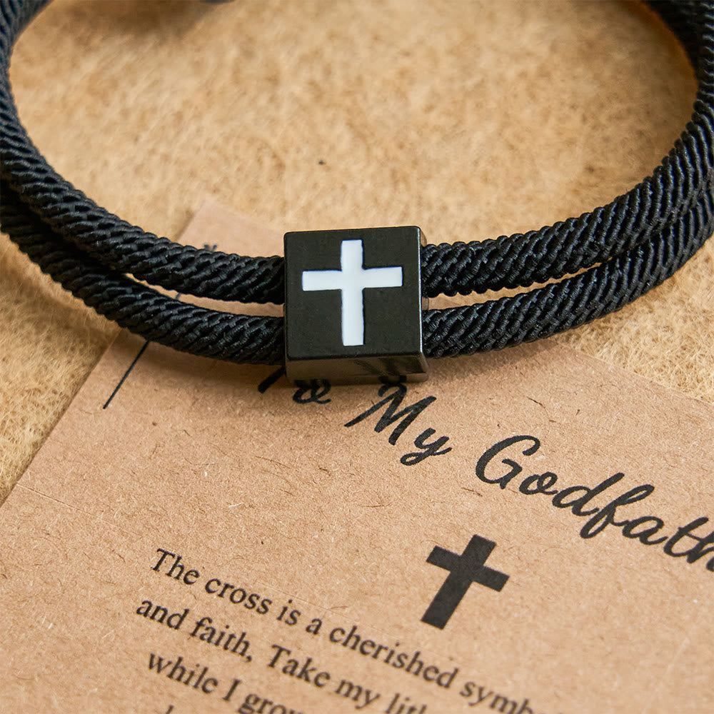 Milano Rope Cross Bracelet with Gift Card: Thoughtful Blessing for Baptism & Milestones