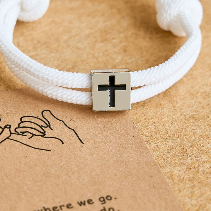 Milano Rope Cross Bracelet with Gift Card: Thoughtful Blessing for Baptism & Milestones
