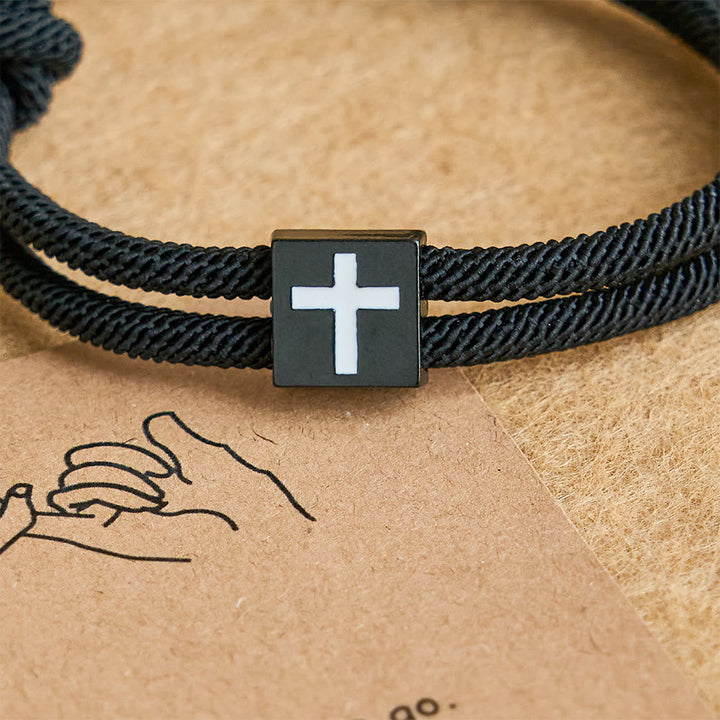 Milano Rope Cross Bracelet with Gift Card: Thoughtful Blessing for Baptism & Milestones