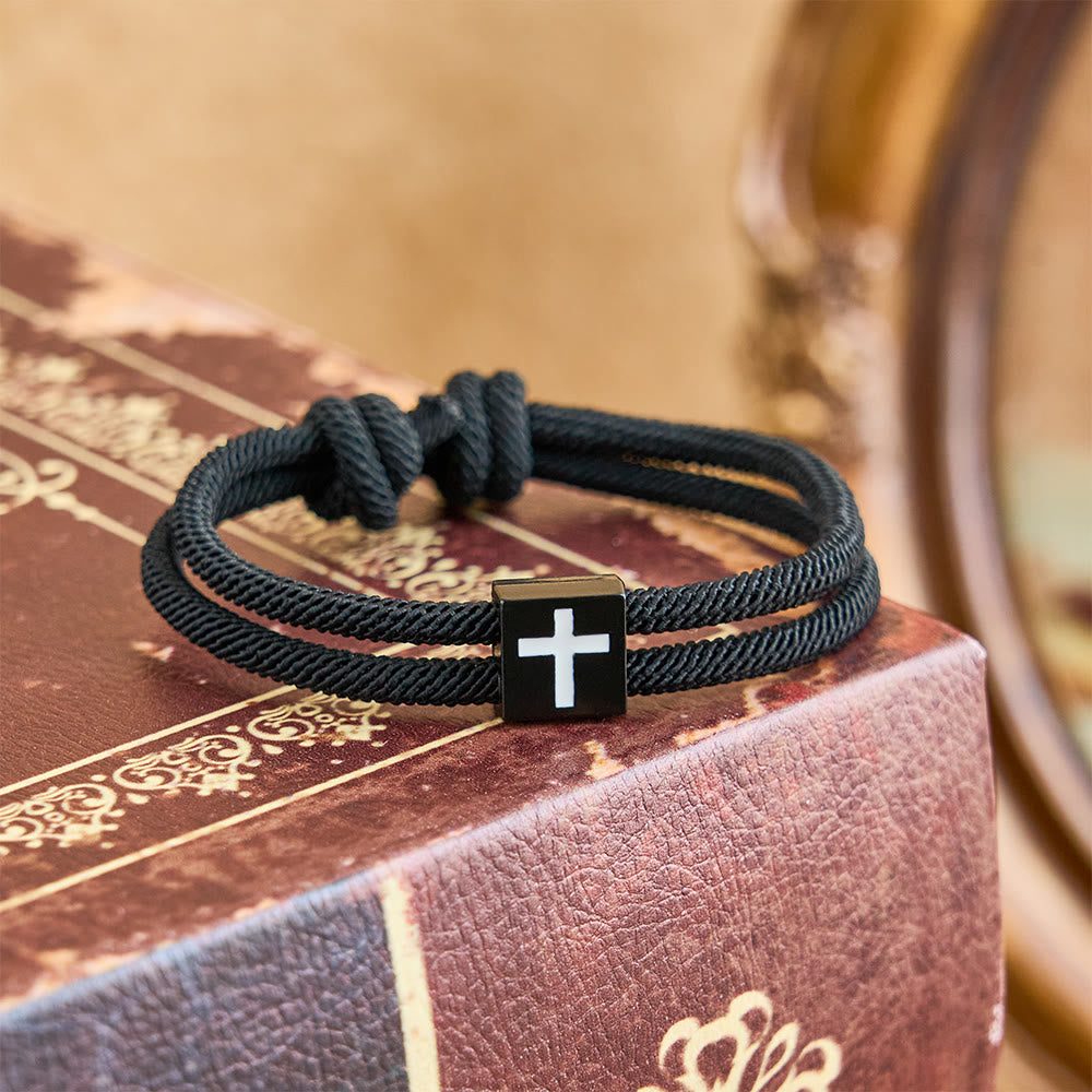 Milano Rope Cross Bracelet with Gift Card: Thoughtful Blessing for Baptism & Milestones