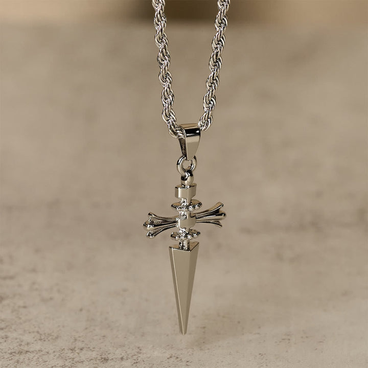 Cross-Dagger Fusion Shape Pendant Necklace: Embody His Courageous Protection