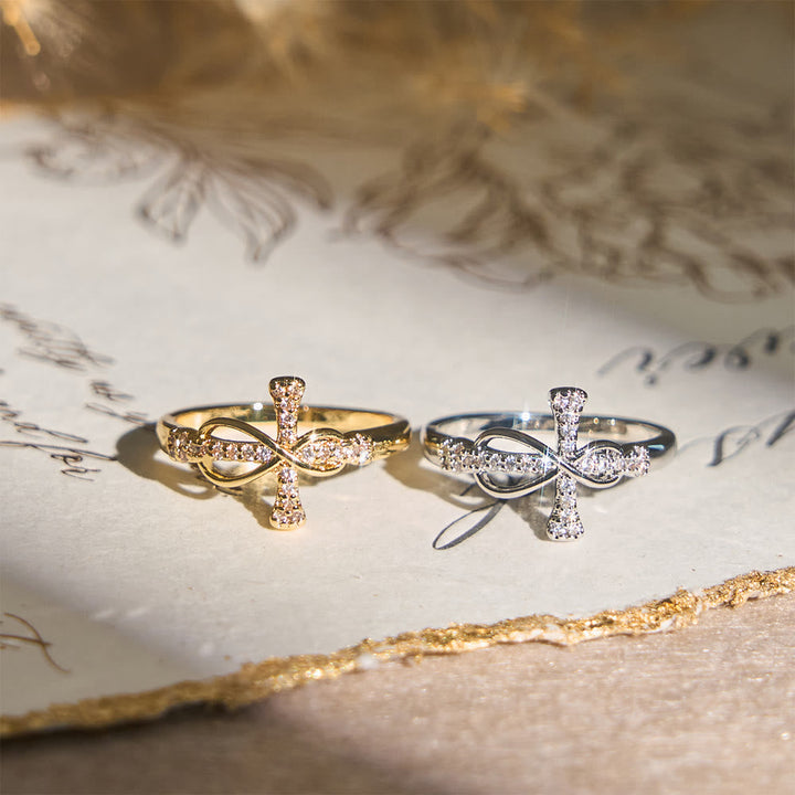 Golden/Silver Mobius Cross Ring: Carry His Grace in Daily Wear