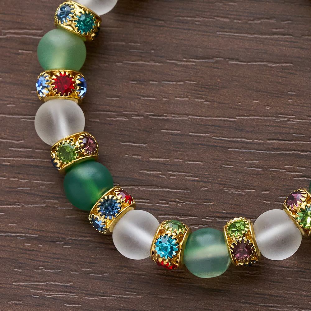 Smooth Frosted Agate Crucifx & Our Lady Bracelet: Remind of His Tender Love
