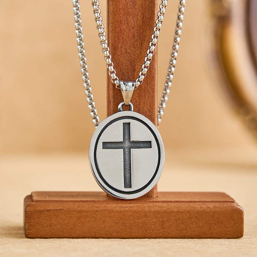 St. Christopher Protect Us Oval Medallion Necklace: Embody His Traveler’s Protection