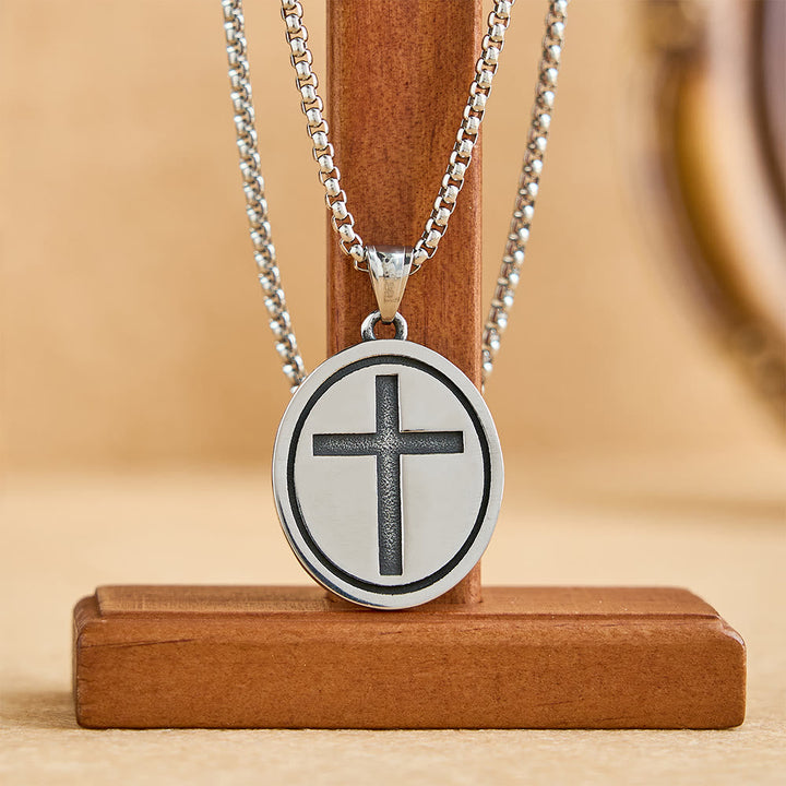 St. Christopher Protect Us Oval Medallion Necklace: Embody His Traveler’s Protection