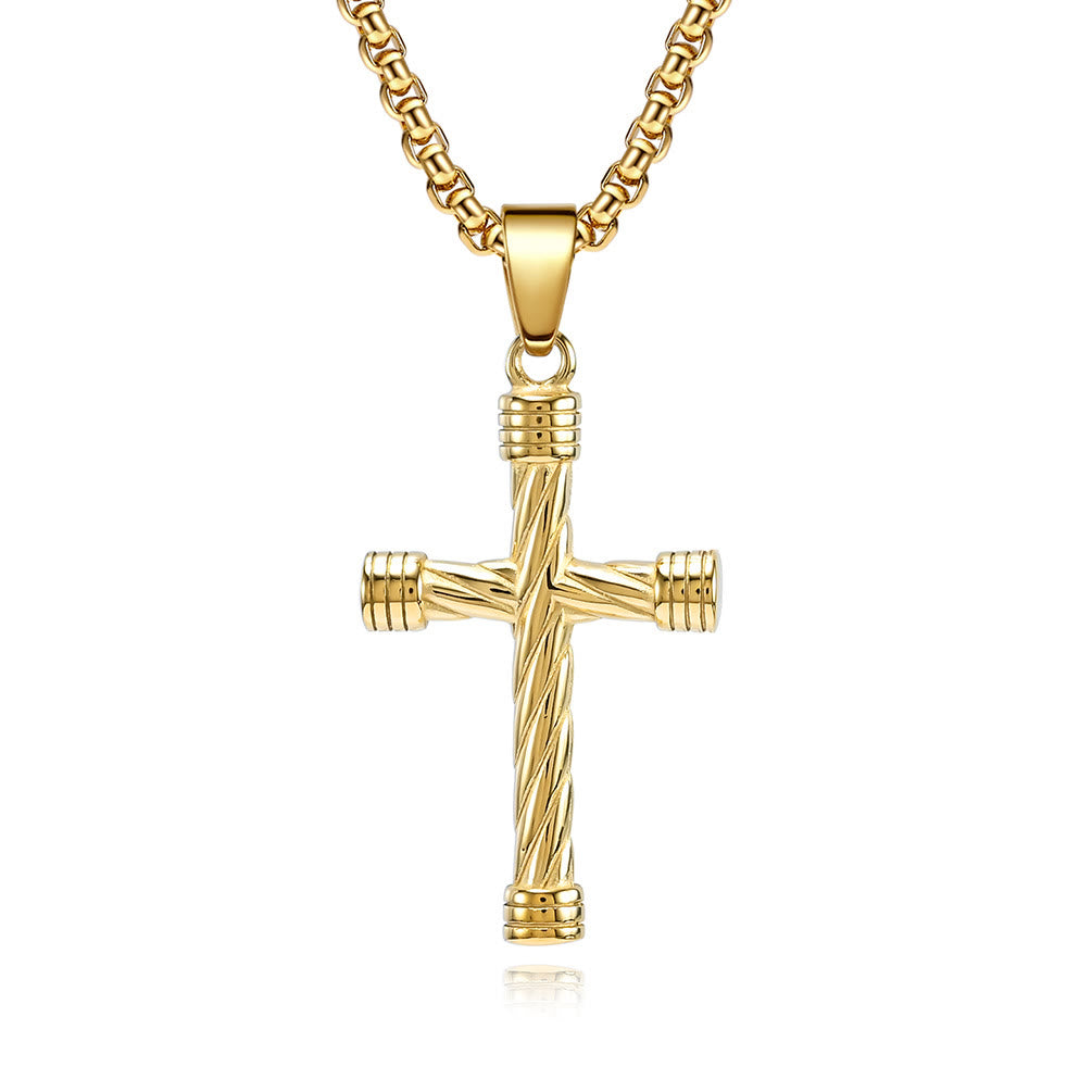Twisted Texture Cross Pendant Necklace: Embody His Enduring Strength