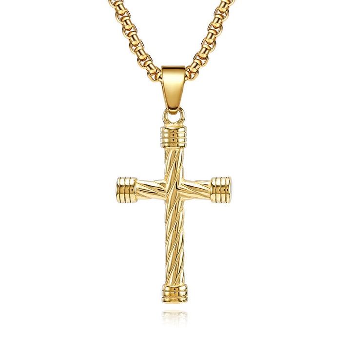 Twisted Texture Cross Pendant Necklace: Embody His Enduring Strength