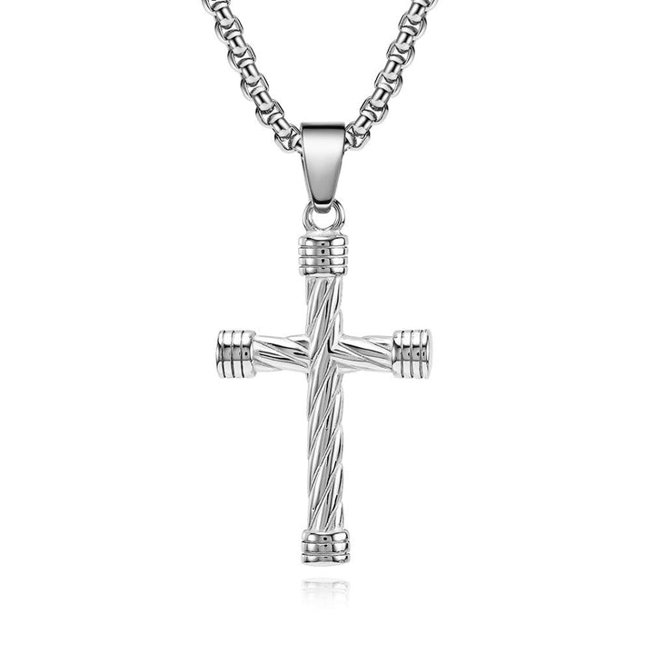 Twisted Texture Cross Pendant Necklace: Embody His Enduring Strength