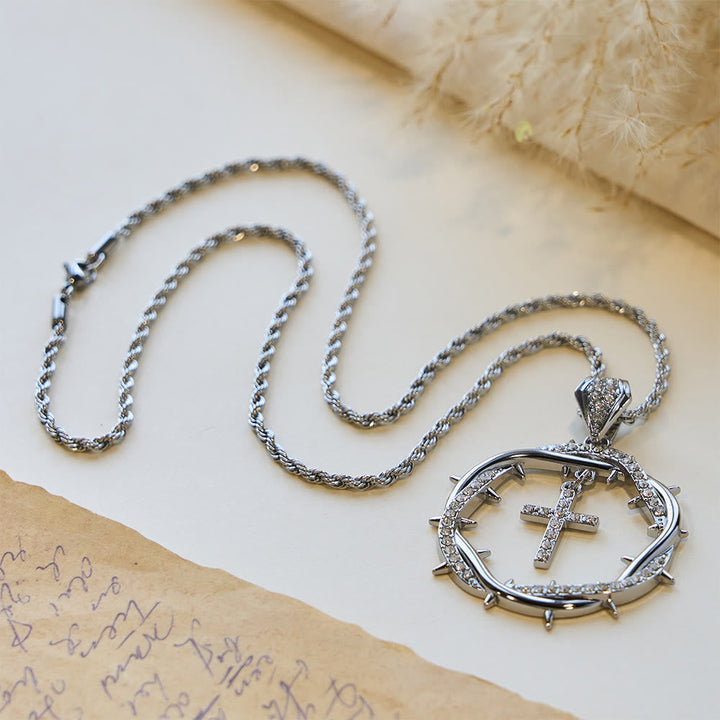 Thorn Crown & Cross Pendant: Faith & Grace Reminder for Daily Wear