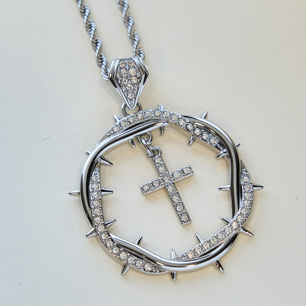 Thorn Crown & Cross Pendant: Faith & Grace Reminder for Daily Wear