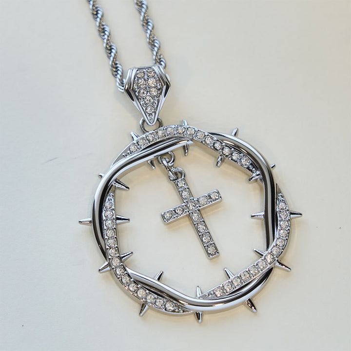 Thorn Crown & Cross Pendant: Faith & Grace Reminder for Daily Wear