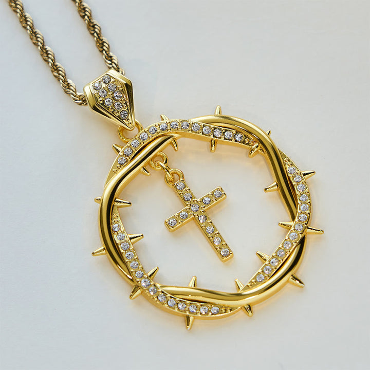 Thorn Crown & Cross Pendant: Faith & Grace Reminder for Daily Wear