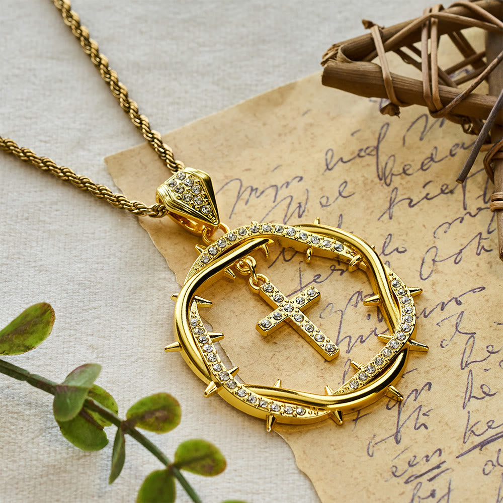 Thorn Crown & Cross Pendant: Faith & Grace Reminder for Daily Wear
