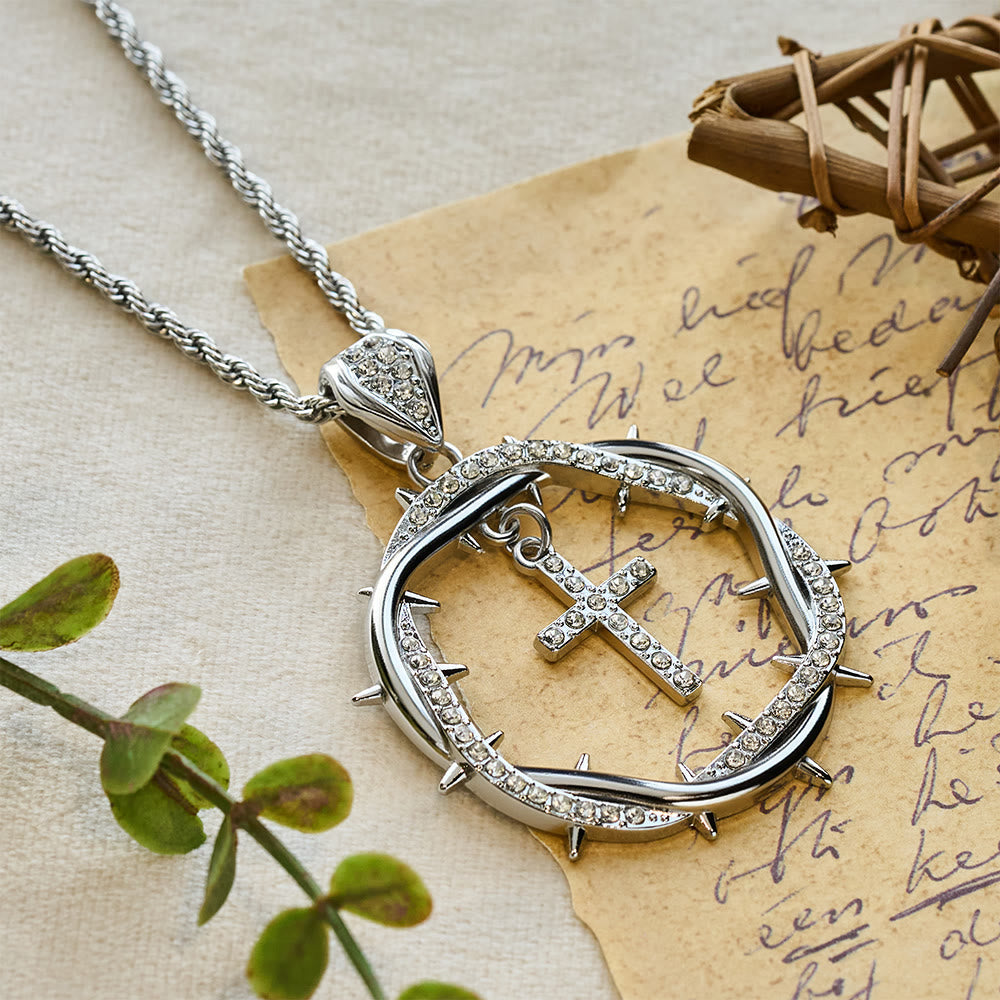 Thorn Crown & Cross Pendant: Faith & Grace Reminder for Daily Wear