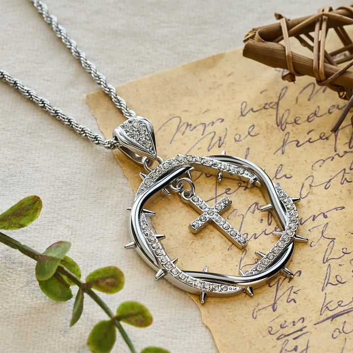 Thorn Crown & Cross Pendant: Faith & Grace Reminder for Daily Wear