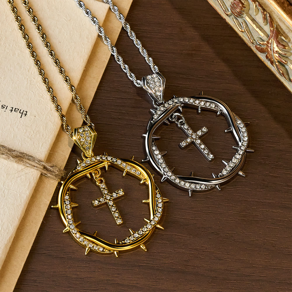 Thorn Crown & Cross Pendant: Faith & Grace Reminder for Daily Wear