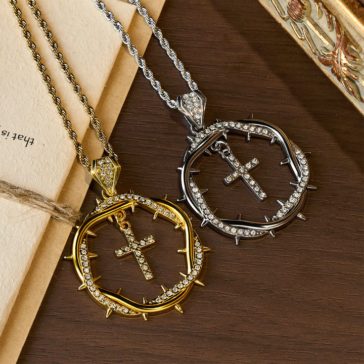 Thorn Crown & Cross Pendant: Faith & Grace Reminder for Daily Wear
