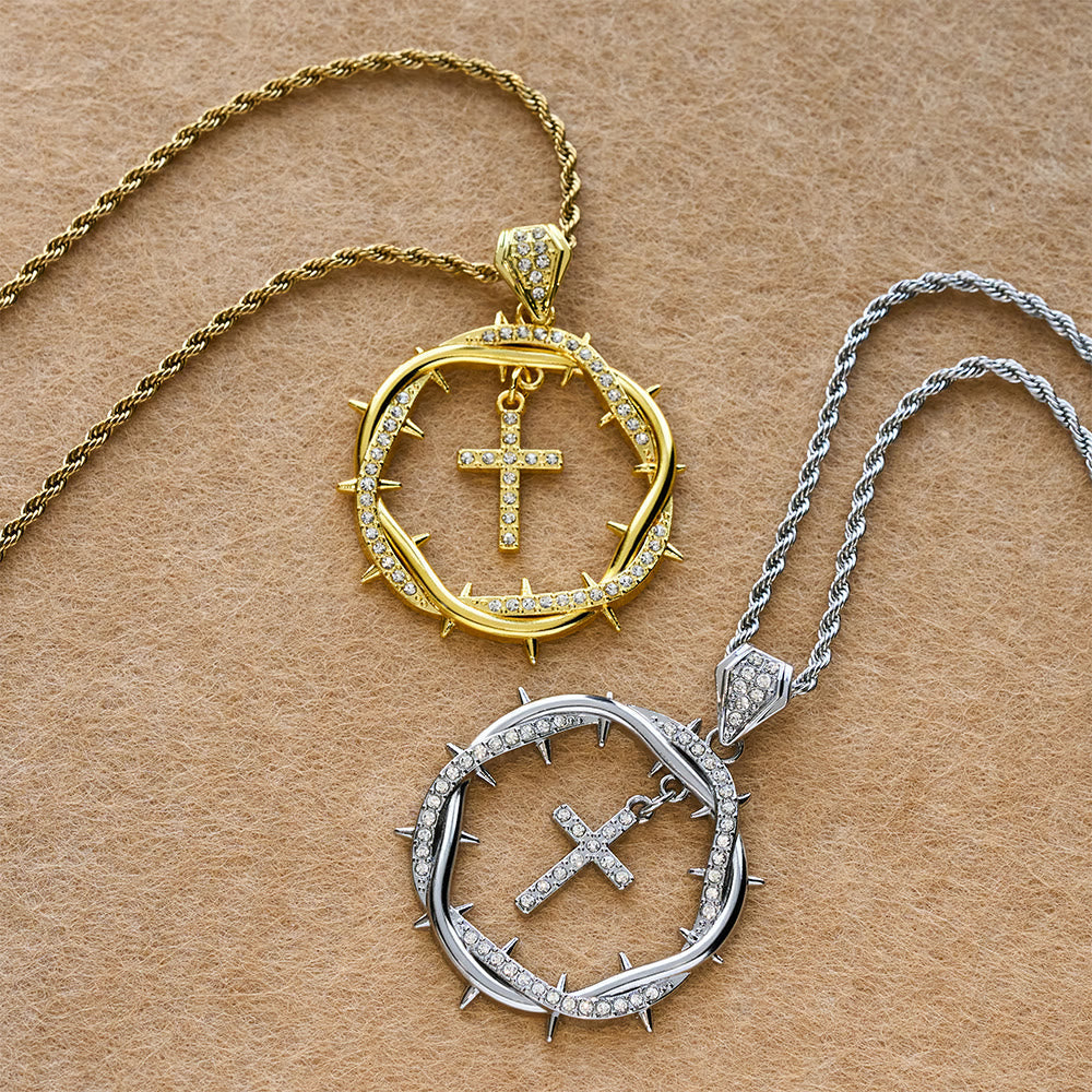 Thorn Crown & Cross Pendant: Faith & Grace Reminder for Daily Wear