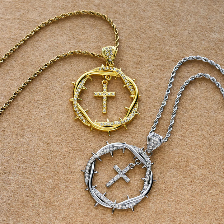 Thorn Crown & Cross Pendant: Faith & Grace Reminder for Daily Wear