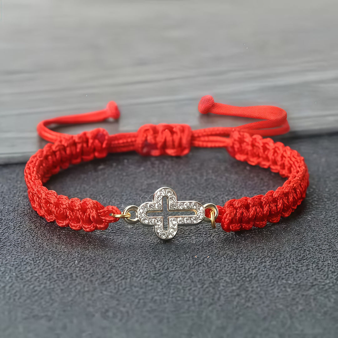 Woven Cord Cross with Shimmering Cross Bracelet: Ground Your Faith in His Enduring Presence