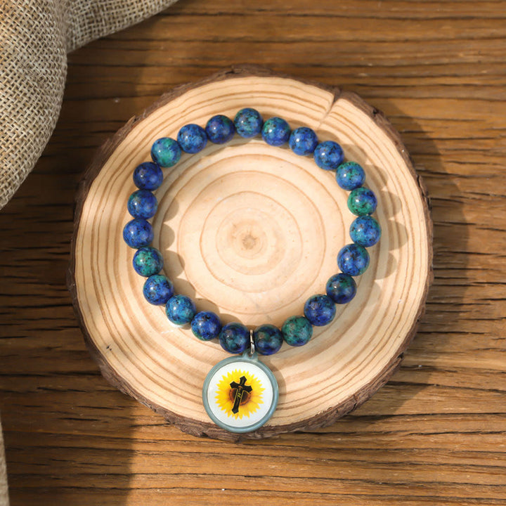 NFC-Enabled Natural Stone Bible Verse Bracelet: Tap to Receive Daily Jesus’ Word