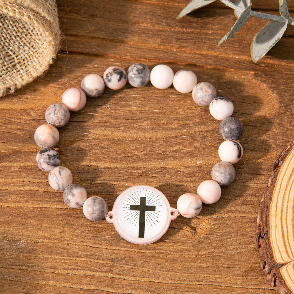 NFC-Enabled Natural Stone Bible Verse Bracelet: Tap to Receive Daily Jesus’ Word