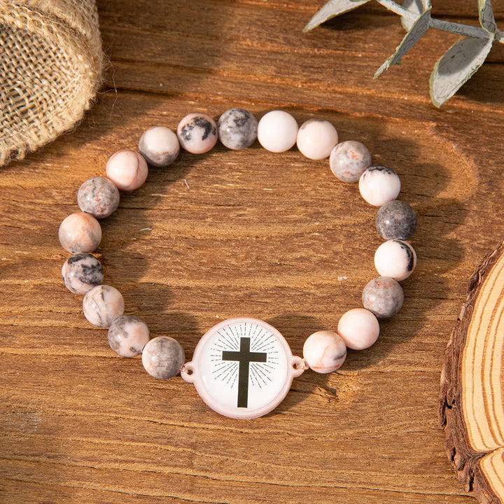 NFC-Enabled Natural Stone Bible Verse Bracelet: Tap to Receive Daily Jesus’ Word