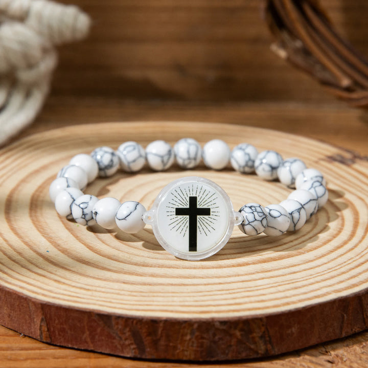NFC-Enabled Natural Stone Bible Verse Bracelet: Tap to Receive Daily Jesus’ Word