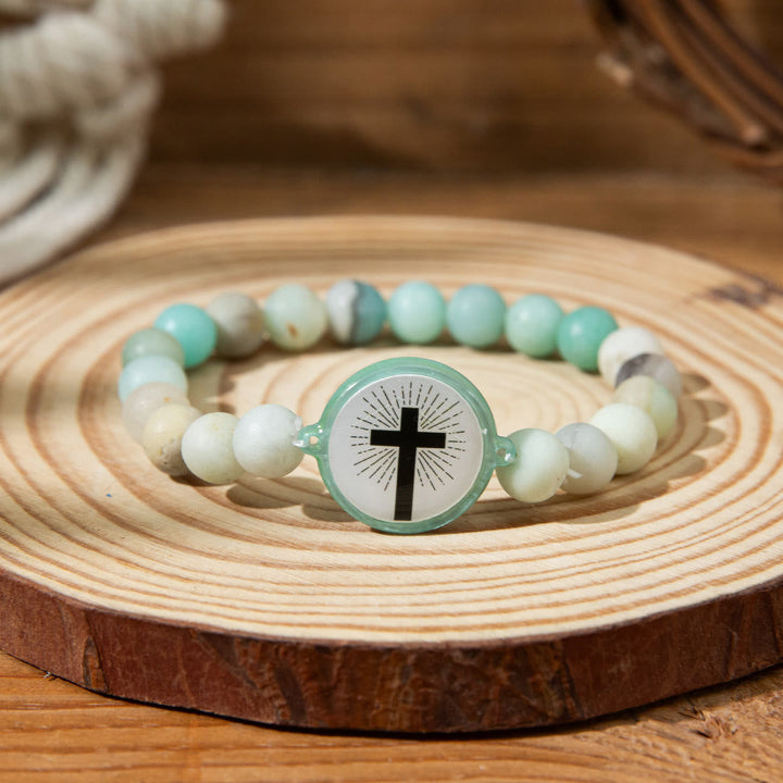 NFC-Enabled Natural Stone Bible Verse Bracelet: Tap to Receive Daily Jesus’ Word